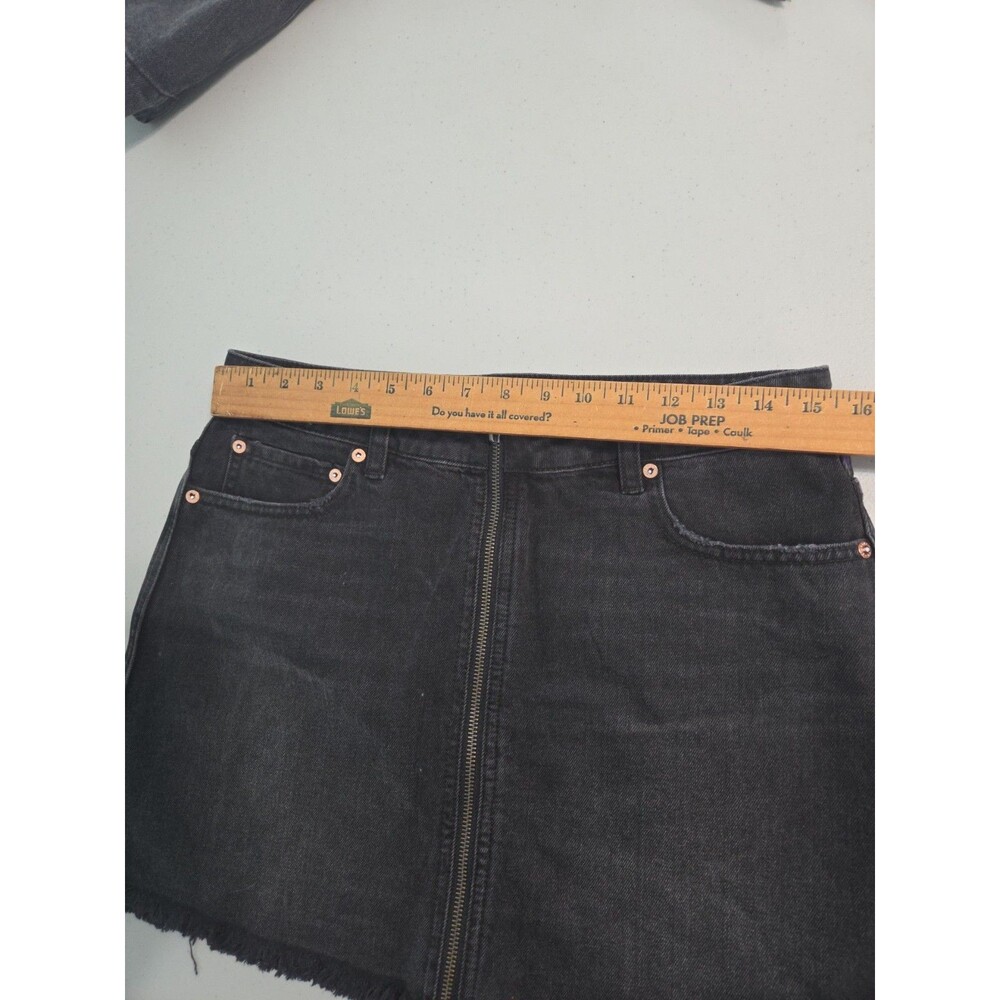 Free People We The Free Black Denim Raw Hem Mini Skirt - Size 30 NEW - Picture 3 of 7